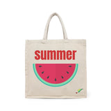 BYFT Summer Watermelon Tote Bag – Vibrant Fruit Slice Printed Reusable Tote | Eco-Friendly Daily Carry Bag (Set of 1)