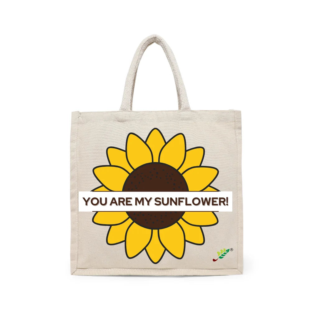 BYFT "You Are My Sunflower" Tote Bag – Bright Floral Graphic Reusable Tote | Eco-Friendly Daily Carry Bag (Set of 1)