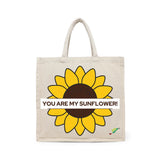 BYFT "You Are My Sunflower" Tote Bag – Bright Floral Graphic Reusable Tote | Eco-Friendly Daily Carry Bag (Set of 1)