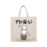 BYFT Cute Stacked Cats Tote Bag – “Hi Meow” Kitten Reusable Tote | Eco-Friendly Daily Carry Bag (Set of 1)