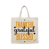 BYFT Inspirational Tote Bag "Thankful Grateful Blessed" Printed Reusable Tote | Eco-Friendly Daily Carry Bag (Set of 1)