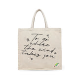 BYFT Inspirational Quote Tote Bag – “To Go Where the Wind Takes You” Reusable Tote | Eco-Friendly Daily Carry Bag (Set of 1)