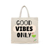 BYFT Tropical Tote Bag "Good Vibes Only"� Coconut Printed Reusable Tote | Eco-Friendly Daily Carry Bag (Set of 1)