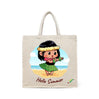 BYFT Little Island Dancer Tote Bag "Hello Summer"� Hula Girl Printed Reusable Tote | Eco-Friendly Daily Carry Bag (Set of 1)