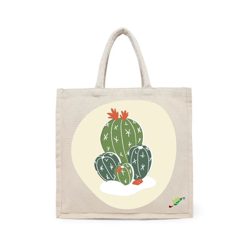 BYFT Botanical Cactus Tote Bag – Vibrant Desert Print Reusable Tote | Everyday Carry Bag (Set of 1)