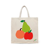 BYFT Vibrant Fruit Stack Tote Bag – Artistic Apple, Pear & Peach Printed Reusable Tote | Eco-Friendly Daily Carry Bag (Set of 1)
