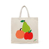 BYFT Vibrant Fruit Stack Tote Bag Artistic Apple, Pear & Peach Printed Reusable Tote | Eco-Friendly Daily Carry Bag (Set of 1)