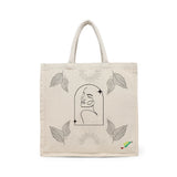 BYFT Artistic Face Tote Bag – “Quiet Muse” Celestial Reusable Tote | Eco-Friendly Daily Carry Bag (Set of 1)