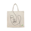 BYFT Minimalist Face Art Tote Bag "Line of Being"� One-Line Printed Reusable Tote | Eco-Friendly Daily Carry Bag (Set of 1)