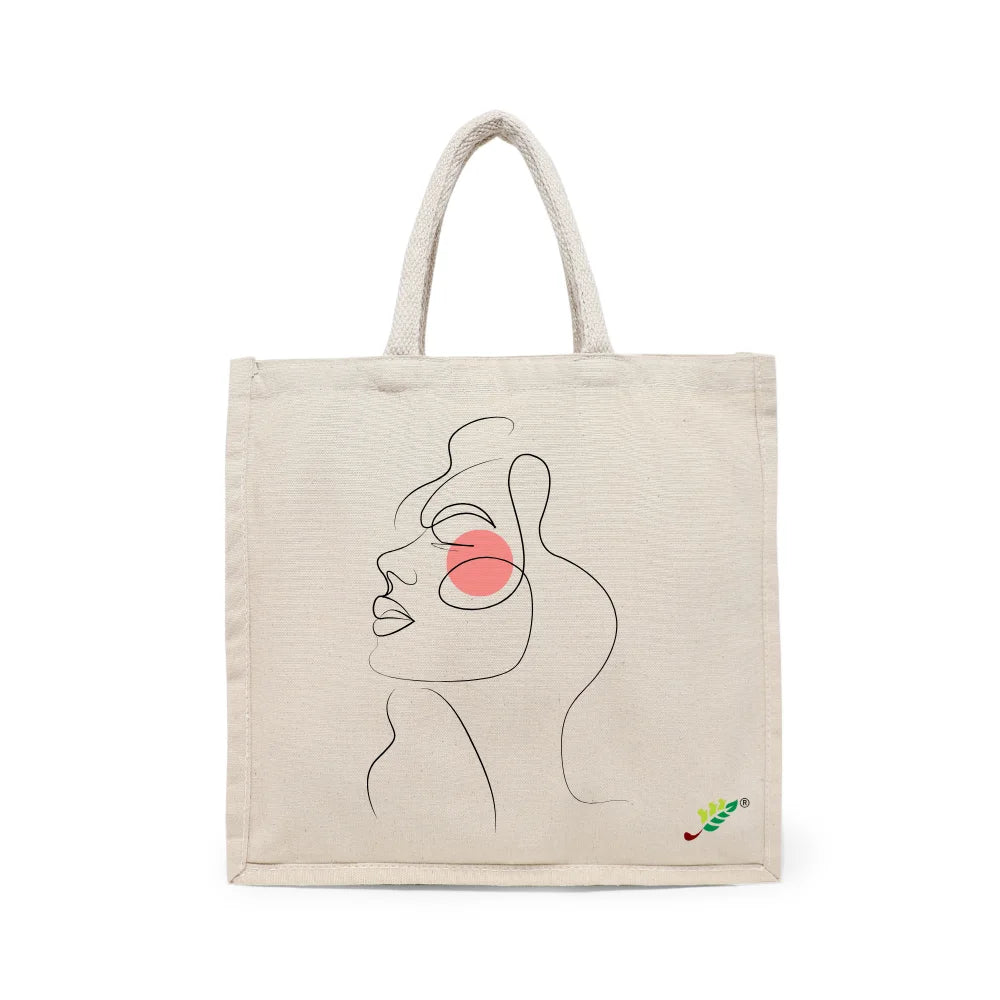 BYFT Minimalist Art Tote Bag – “Blush Muse” Elegant Line Art Printed Tote | Reusable Everyday Carry (Set of 1)