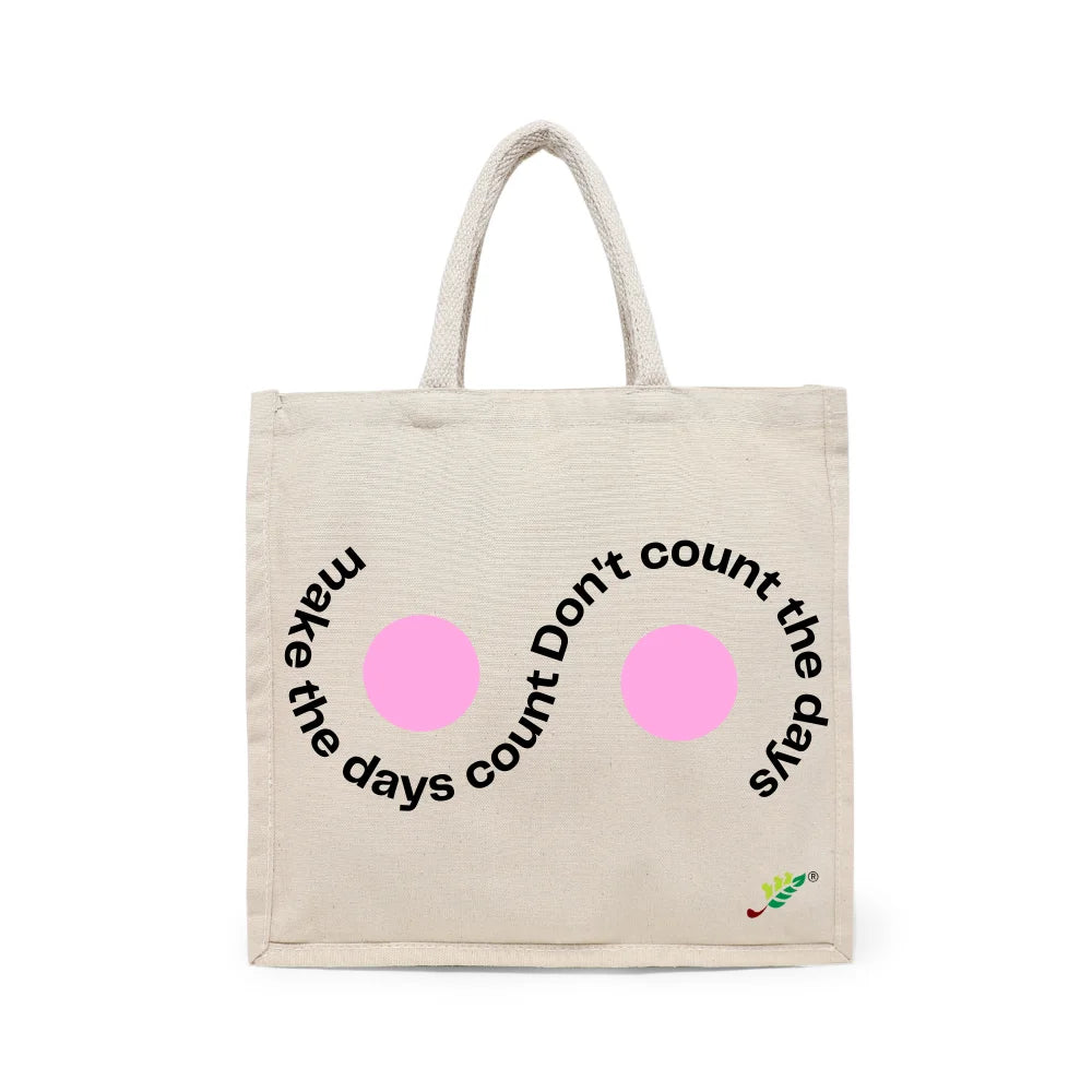 BYFT Inspirational Tote Bag – “Make the Days Count” Printed Reusable Tote | Eco-Friendly Daily Carry Bag (Set of 1)