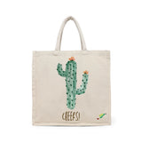 BYFT Aesthetic Desert Tote Bag – “Cactus Cheers!” Bloom Printed Reusable Tote | Eco-Friendly Everyday Carry Bag (Set of 1)