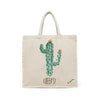 BYFT Aesthetic Desert Tote Bag "Cactus Cheers!"� Bloom Printed Reusable Tote | Eco-Friendly Everyday Carry Bag (Set of 1)
