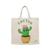 BYFT Adorable Succulent Tote Bag Happy Cactus Floral Illustration Reusable Tote | Eco-Friendly Daily Carry Bag (Set of 1)
