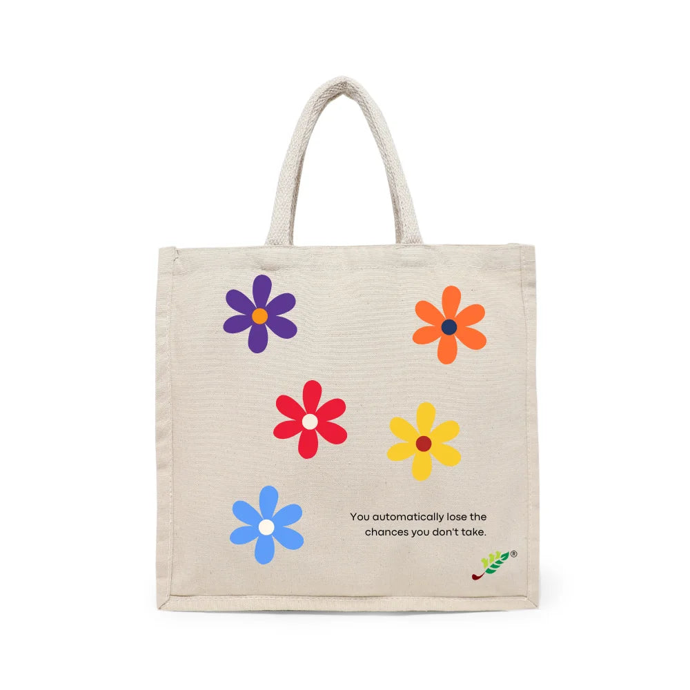BYFT Inspirational Floral Tote Bag – “Bloom” Motivational Printed Tote | Reusable Everyday Carry (Set of 1)