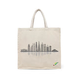BYFT Modern Cityscape Tote Bag – Dubai Skyline Line Art Printed Reusable Tote | Eco-Friendly Daily Carry Bag (Set of 1)