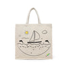 BYFT Nautical Adventure Tote Bag "Ocean Dreams" Sailboat & Dolphin Printed Reusable Tote | Eco-Friendly Daily Carry Bag (Set of 1)
