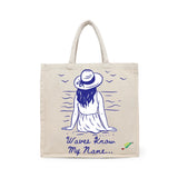 BYFT Nautical Women's Tote Bag – “Waves Know My Name” Blue Reusable Tote | Eco-Friendly Daily Carry Bag (Set of 1)