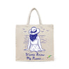BYFT Nautical Women's Tote Bag "Waves Know My Name" Blue Reusable Tote | Eco-Friendly Daily Carry Bag (Set of 1)