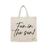 BYFT Summer Vibes Tote Bag – “Fun in the Sun!” Script Printed Reusable Tote | Eco-Friendly Daily Carry Bag (Set of 1)