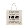 BYFT Typography Tote Bag "Bonjour"� Minimal Text Printed Tote | Reusable Everyday Carry (Set of 1)