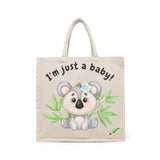 BYFT Sweet Baby Koala Tote Bag – “I’m just a baby!” Floral Koala Printed Reusable Tote | Eco-Friendly Daily Carry Bag (Set of 1)