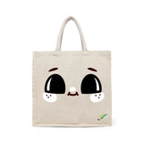 BYFT Adorable Smile Tote Bag – Cute Wide-Eyed Printed Reusable Tote | Eco-Friendly Daily Carry Bag (Set of 1)