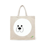 BYFT Minimalist Cute Puppy Tote Bag – Mochi Dog Reusable Tote | Eco-Friendly Daily Carry Bag (Set of 1)
