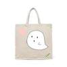 BYFT Cute Illustration Tote Bag "Boo"� Minimal Ghost Printed Tote | Reusable Everyday Carry (Set of 1)