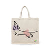BYFT Dachshund Art Tote Bag "The Stretch Sketch" Minimalist Dog Reusable Tote | Eco-Friendly Daily Carry Bag (Set of 1)