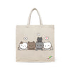 BYFT Adorable Feline Friends Tote Bag Cute Kitty Printed Reusable Tote | Eco-Friendly Daily Carry Bag (Set of 1)