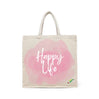 BYFT Aesthetic Lifestyle Tote Bag "Happy Life"� Printed Reusable Tote | Eco-Friendly Daily Carry Bag (Set of 1)