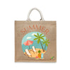 BYFT Tropical Beach Tote Bag "SUMMER" Vacation Scene Printed Reusable Tote | Eco-Friendly Daily Carry Bag (Set of 1)