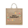 BYFT Summer Fruit Tote Bag "Hello Summer!"� Refreshing Watermelon & Kiwi Printed Reusable Tote | Eco-Friendly Daily Carry Bag (Set of 1)