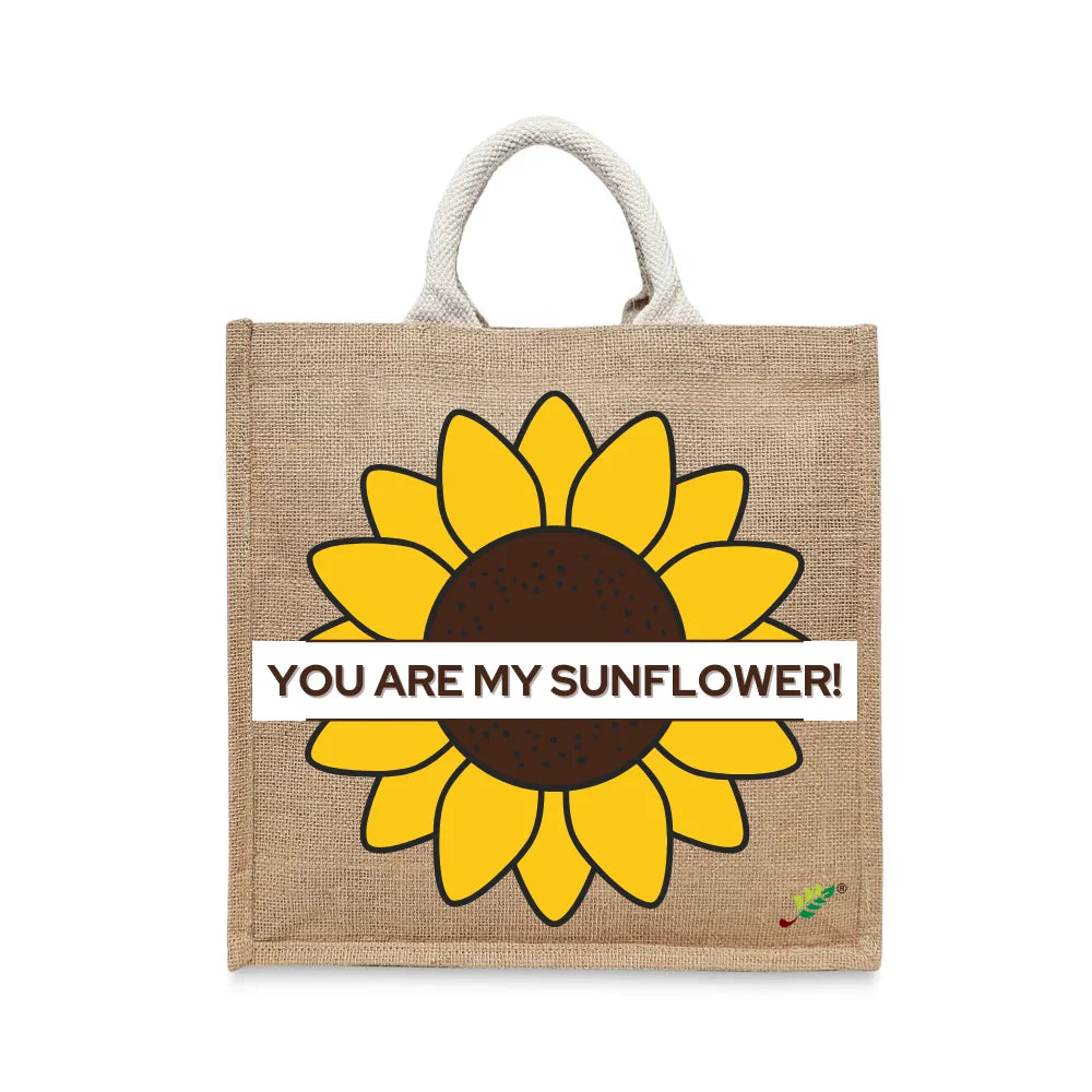 BYFT "You Are My Sunflower" Tote Bag – Bright Floral Graphic Reusable Tote | Eco-Friendly Daily Carry Bag (Set of 1)