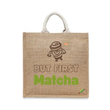 BYFT Cute Typography Tote Bag – “But First Matcha” Playful Printed Tote | Reusable Daily Carry (Set of 1)