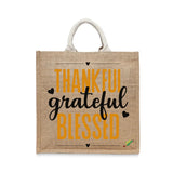 BYFT Inspirational Tote Bag – “Thankful Grateful Blessed” Printed Reusable Tote | Eco-Friendly Daily Carry Bag (Set of 1)