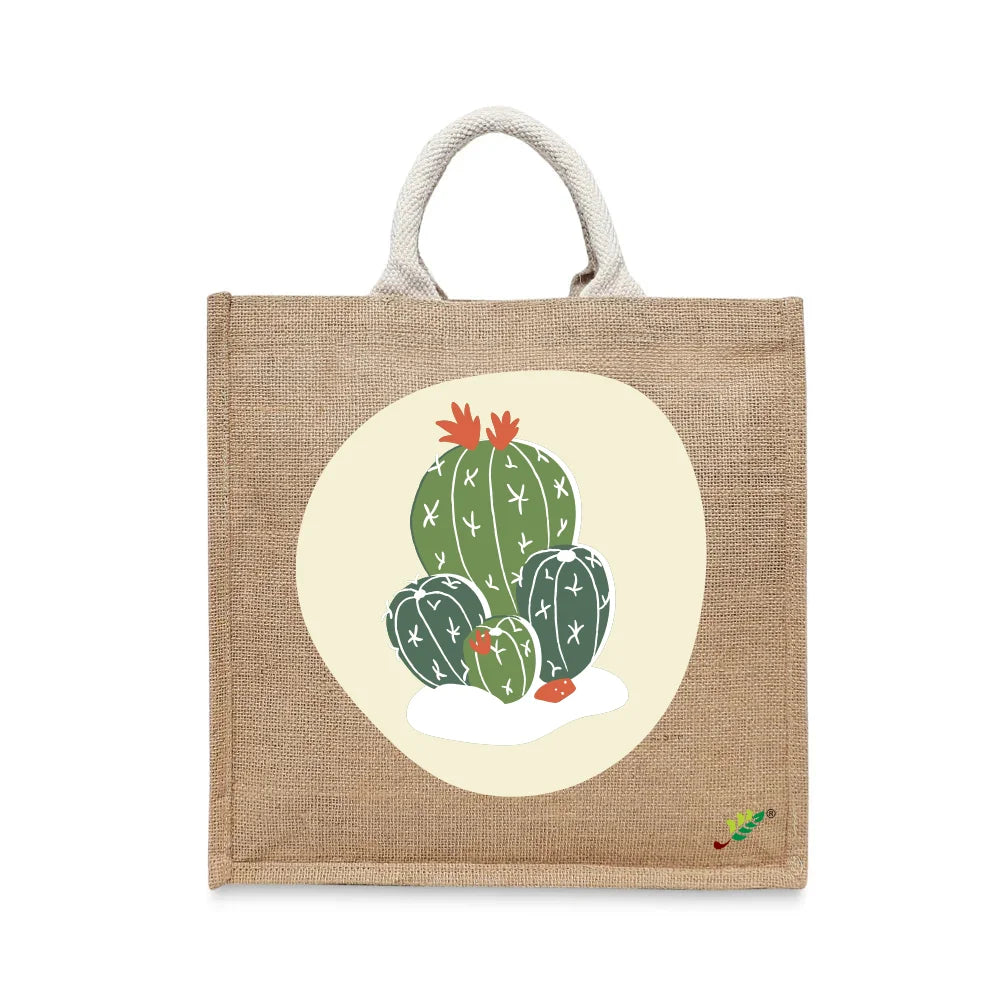 BYFT Botanical Cactus Tote Bag – Vibrant Desert Print Reusable Tote | Everyday Carry Bag (Set of 1)
