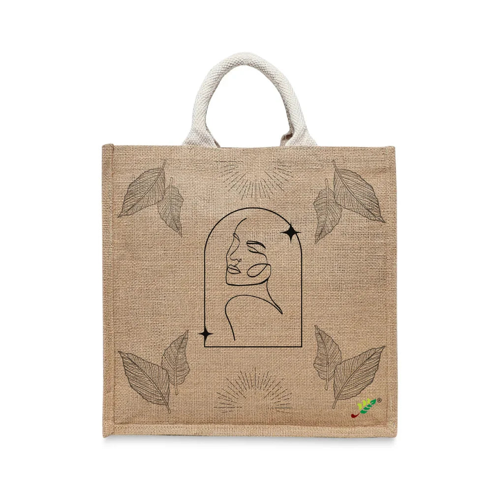 BYFT Artistic Face Tote Bag – “Quiet Muse” Celestial Reusable Tote | Eco-Friendly Daily Carry Bag (Set of 1)