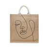 BYFT Minimalist Face Art Tote Bag "Line of Being"� One-Line Printed Reusable Tote | Eco-Friendly Daily Carry Bag (Set of 1)