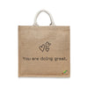 BYFT Inspirational Tote Bag "You Are Doing Great" Heart Printed Reusable Tote | Eco-Friendly Daily Carry Bag (Set of 1)