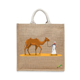 BYFT The Desert Nomad Tote Bag – Arabian Camel & Nomad Printed Reusable Tote | Eco-Friendly Daily Carry Bag (Set of 1)