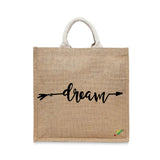 BYFT Inspirational Typography Tote Bag – “Dream” Arrow Printed Reusable Tote | Eco-Friendly Daily Carry Bag (Set of 1)