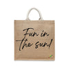 BYFT Summer Vibes Tote Bag "Fun in the Sun!"� Script Printed Reusable Tote | Eco-Friendly Daily Carry Bag (Set of 1)