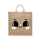 BYFT Adorable Smile Tote Bag – Cute Wide-Eyed Printed Reusable Tote | Eco-Friendly Daily Carry Bag (Set of 1)