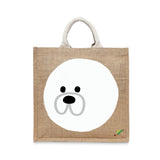 BYFT Minimalist Cute Puppy Tote Bag – Mochi Dog Reusable Tote | Eco-Friendly Daily Carry Bag (Set of 1)
