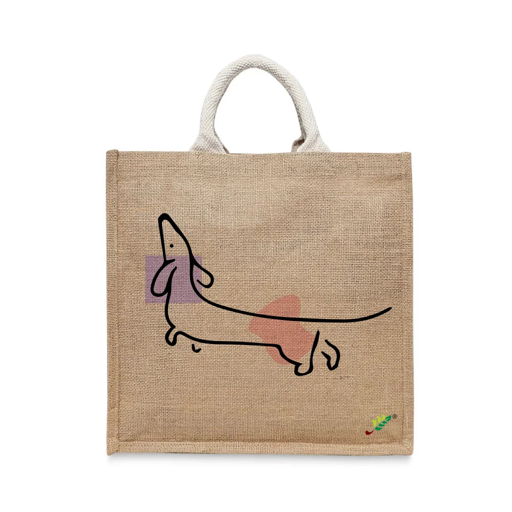 BYFT Dachshund Art Tote Bag – “The Stretch Sketch” Minimalist Dog Reusable Tote | Eco-Friendly Daily Carry Bag (Set of 1)