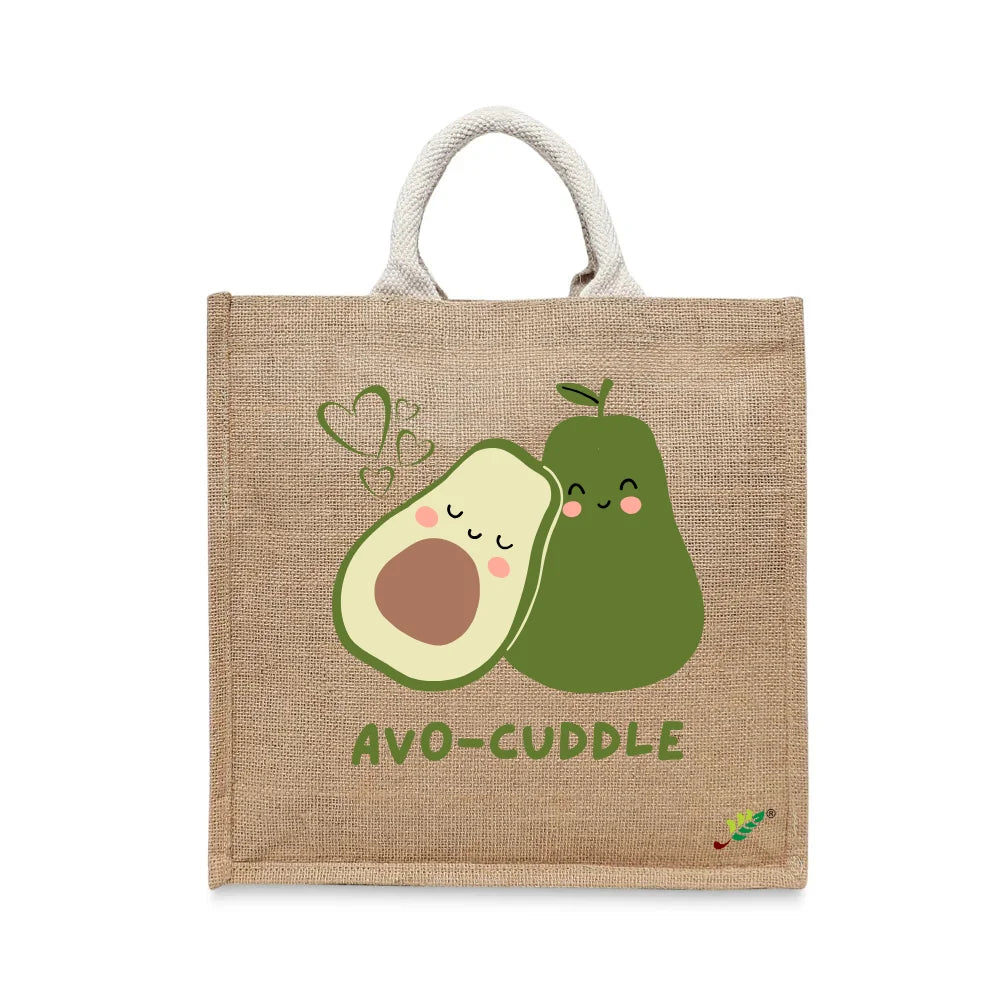 BYFT Cute Tote Bag "Avo-Cuddle", Fun Printed Reusable Tote Eco-Friendly Daily Carry Set of 1