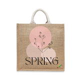 BYFT Spring Floral Tote Bag – Elegant Botanical "Spring" Printed Reusable Tote | Eco-Friendly Daily Carry Bag (Set of 1)