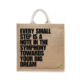 BYFT Inspirational Quote Tote Bag – “Every Small Step” Symphony Printed Reusable Tote | Eco-Friendly Daily Carry Bag (Set of 1)